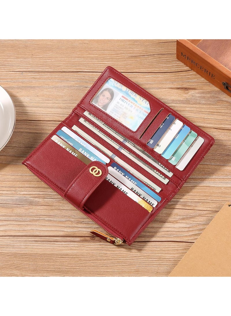 Womens Wallet Slim Rfid Blocking Bifold Leather Credit Card Wallets for Women Clutch with Zipper Coin Pocket - Image 5