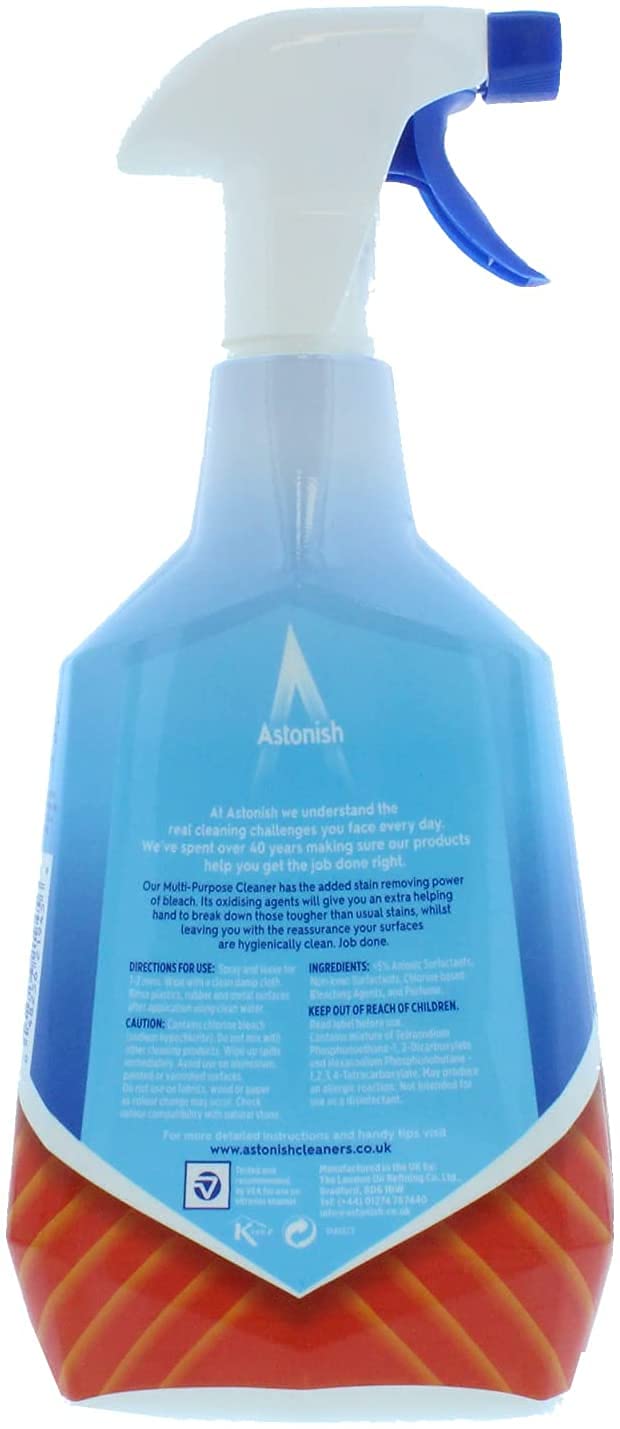 Astonish Stubborn Stain Removing Multi-Purpose Cleaner Spray with Bleach, 2x750ml | Vegan & Cruelty-Free | Pack of 2 - Image 4