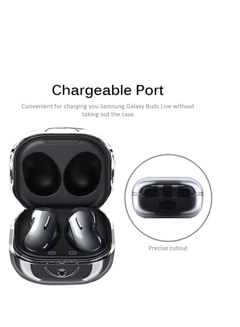 Captaintech Compatible for Samsung Galaxy Buds Live Case Cover Soft TPU Anti-Shock Protective Cover Case for Samsung Galaxy Buds Live (Clear) - Image 2