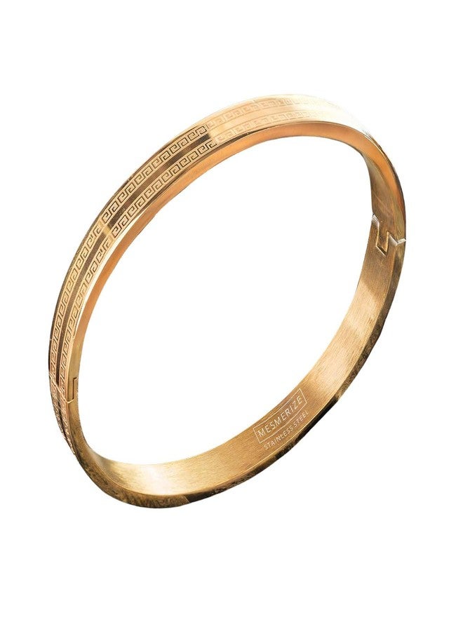 Mesmerize Atticus Stainless Steel Kada Bracelet for Men – Durable, Anti-Tarnish, Water & Sweat Resistant, Hypoallergenic, Stylish & Comfortable Fit – Premium Gift Box Included (Gold, L) - Image 1