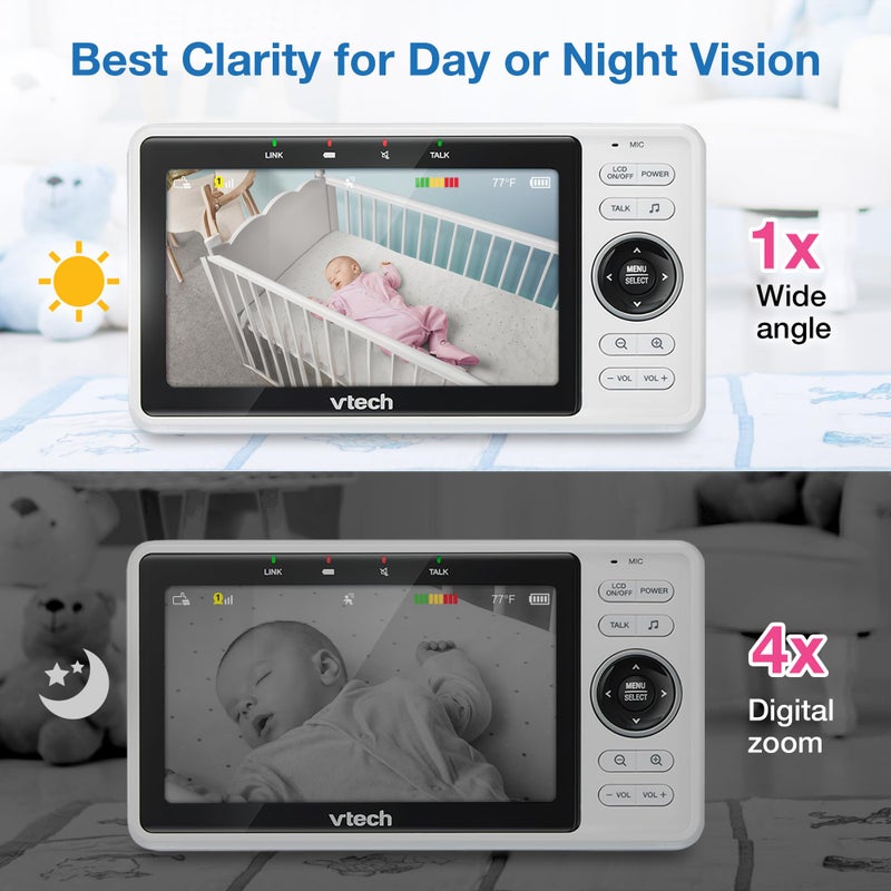 VTech Upgraded Smart WiFi Baby Monitor VM901, 5-inch 720p Display, 1080p Camera, HD NightVision, Fully Remote Pan Tilt Zoom, 2-Way Talk, Free Smart Phone App, Works with iOS, Android - Image 3