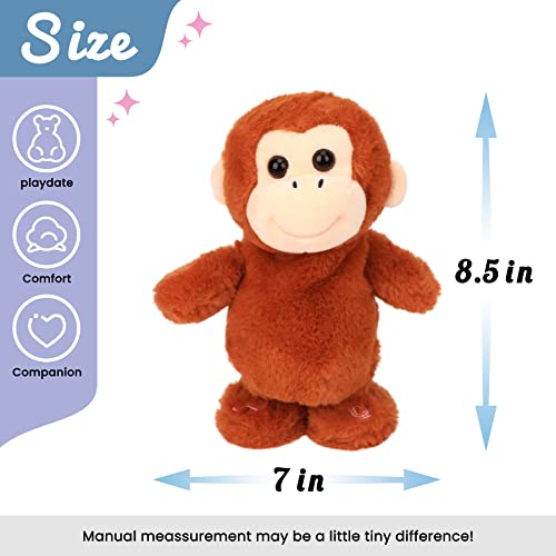 Hopearl Talking Singing Monkey Repeats What You Say Walking Electric Interactive Animated Toy Speaking Plush Buddy Gifts for Toddlers Brown 85 - Image 5