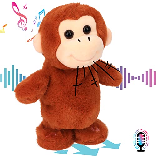 Hopearl Talking Singing Monkey Repeats What You Say Walking Electric Interactive Animated Toy Speaking Plush Buddy Gifts for Toddlers Brown 85 - Image 1
