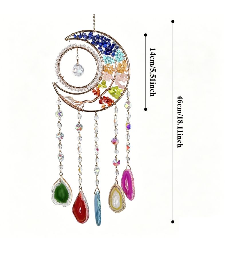 Crystal Agate Multicolor Wind Chime Deep Blue Secret Realm Healing Hanging Ornament for Bedroom Balcony Home Decor Gift - Image 2