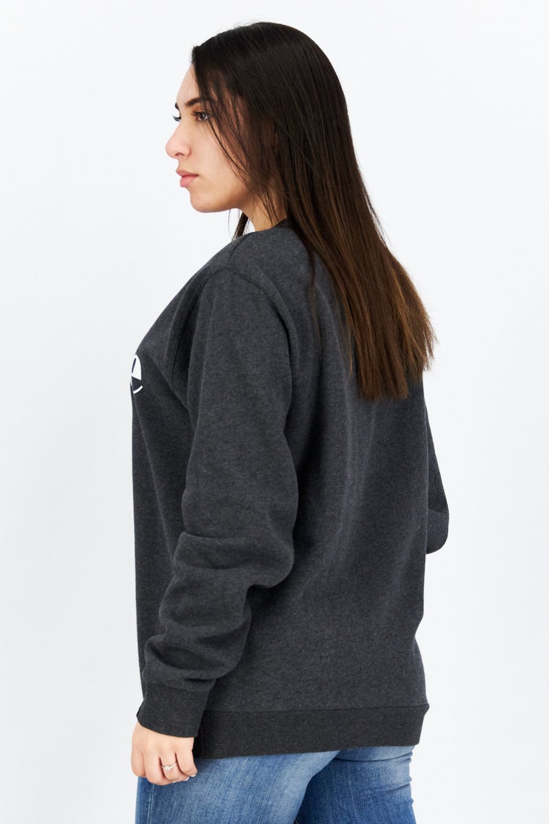 Ellesse Women Crew Neck Long Sleeve Brand Logo Sweatshirts, Dark Grey Heather - Image 2