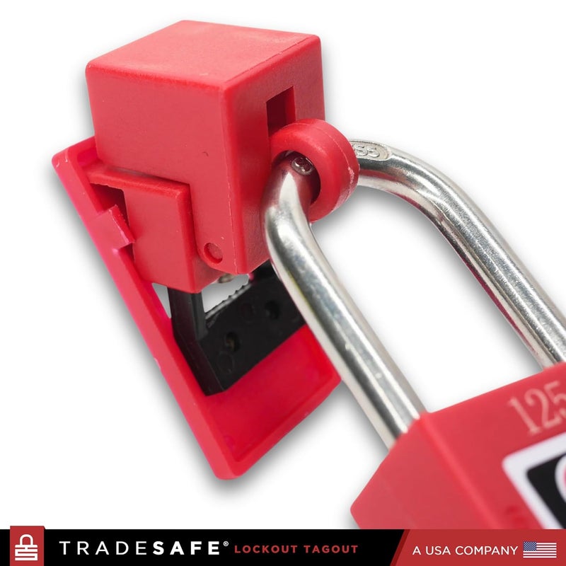 TRADESAFE Circuit Breaker Lockout Device, 10 Pack, 120/277 Volt, Clamp-on Single Pole Breaker Lock Out Device, OSHA Compliant, Premium Grade, Medium - Image 4