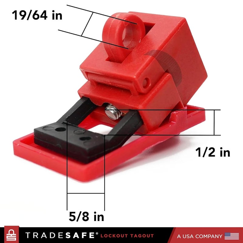 TRADESAFE Circuit Breaker Lockout Device, 10 Pack, 120/277 Volt, Clamp-on Single Pole Breaker Lock Out Device, OSHA Compliant, Premium Grade, Medium - Image 2