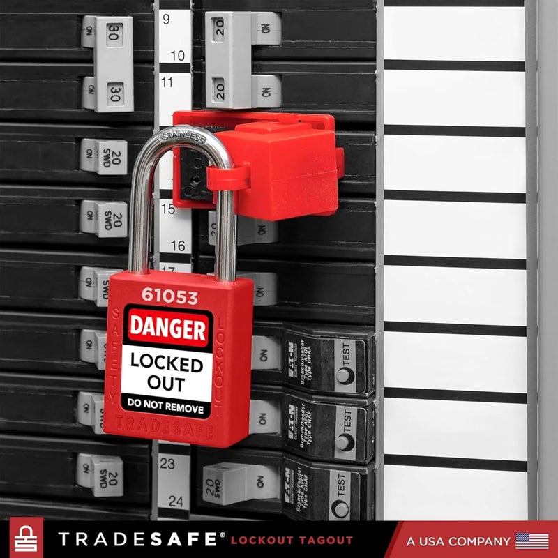TRADESAFE Circuit Breaker Lockout Device, 10 Pack, 120/277 Volt, Clamp-on Single Pole Breaker Lock Out Device, OSHA Compliant, Premium Grade, Medium - Image 5