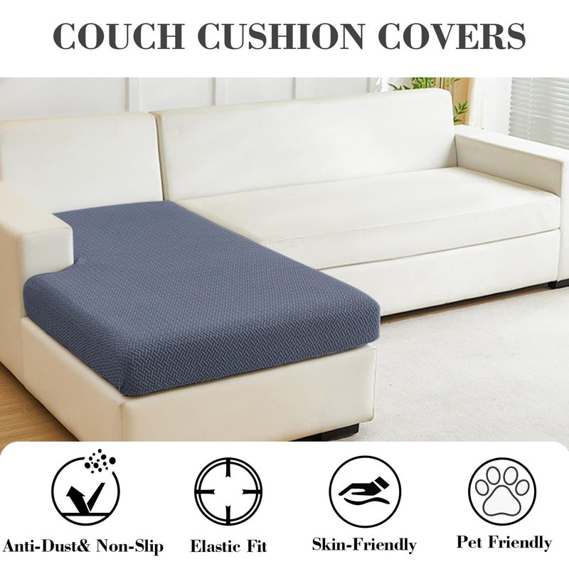Disayu Sofa Covers Couch Covers for Sofa Pet Friendly Couch Cushion Covers Universal Sofa Covers Washable Stretch Slipcovers for Sectional Sofa (Texture Metal Gray,Chaise Cover) - Image 3