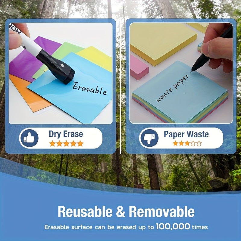 36 Reusable Magnetic Sticky Notes 3x3 Inches Erasable Labels with 4 Markers for Whiteboards Refrigerators Lockers Office Classroom Organization Home Reminders 24 Piece Set Including 4 Pens Colorful Magnetic Sticky Notes - Image 4