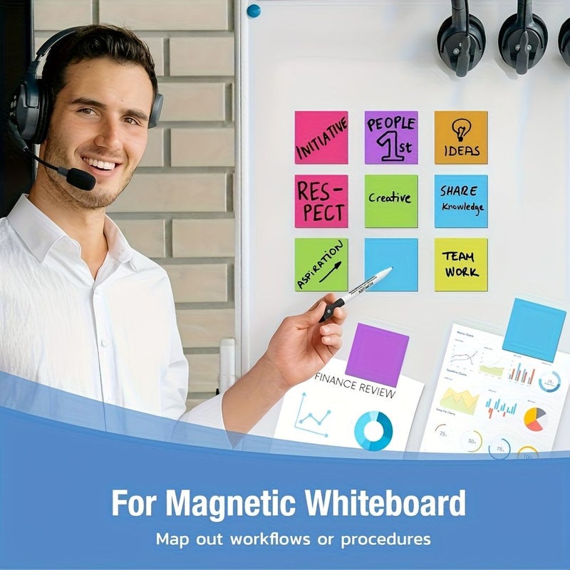 36 Reusable Magnetic Sticky Notes 3x3 Inches Erasable Labels with 4 Markers for Whiteboards Refrigerators Lockers Office Classroom Organization Home Reminders 24 Piece Set Including 4 Pens Colorful Magnetic Sticky Notes - Image 5