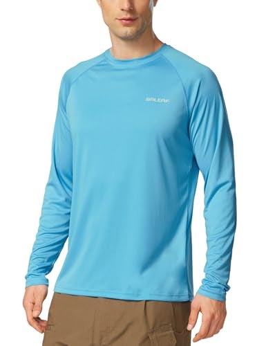baleaf Men's Sun Protection Shirts UV SPF T-Shirts UPF 50+ Long Sleeve Rash Guard Fishing Running Quick Dry Blue Size S - Image 1