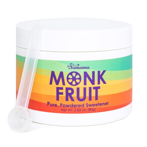 NAMANNA Pure Monk Fruit Sweetener No Erythritol-Zero Calorie Sugar Substitute, Zero Carb, Natural Sweetener From Monk Fruit Extract, Great For Coffee, Baking, Diabetics, Paleo and Keto Diet Friendly, Sugar Free, No aftertaste, Non GMO, Vegan (7% Mog V, 80g, 444 Servings) - 1 Pack - Image 1