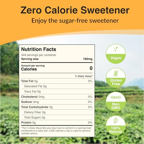 NAMANNA Pure Monk Fruit Sweetener No Erythritol-Zero Calorie Sugar Substitute, Zero Carb, Natural Sweetener From Monk Fruit Extract, Great For Coffee, Baking, Diabetics, Paleo and Keto Diet Friendly, Sugar Free, No aftertaste, Non GMO, Vegan (7% Mog V, 80g, 444 Servings) - 1 Pack - Image 2