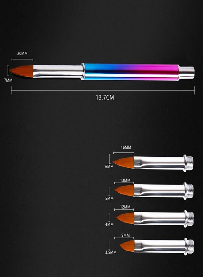 SILPECWEE 1 Pack Replacement Acrylic Nail Art Brush Set UV Gel Builder Nail Drawing Flower Pen Manicure Tools With 5Pcs Pointed Head (3.5/4/5/6/7mm) - Image 2