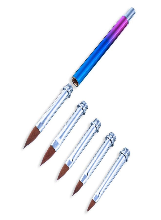 SILPECWEE 1 Pack Replacement Acrylic Nail Art Brush Set UV Gel Builder Nail Drawing Flower Pen Manicure Tools With 5Pcs Pointed Head (3.5/4/5/6/7mm) - Image 1