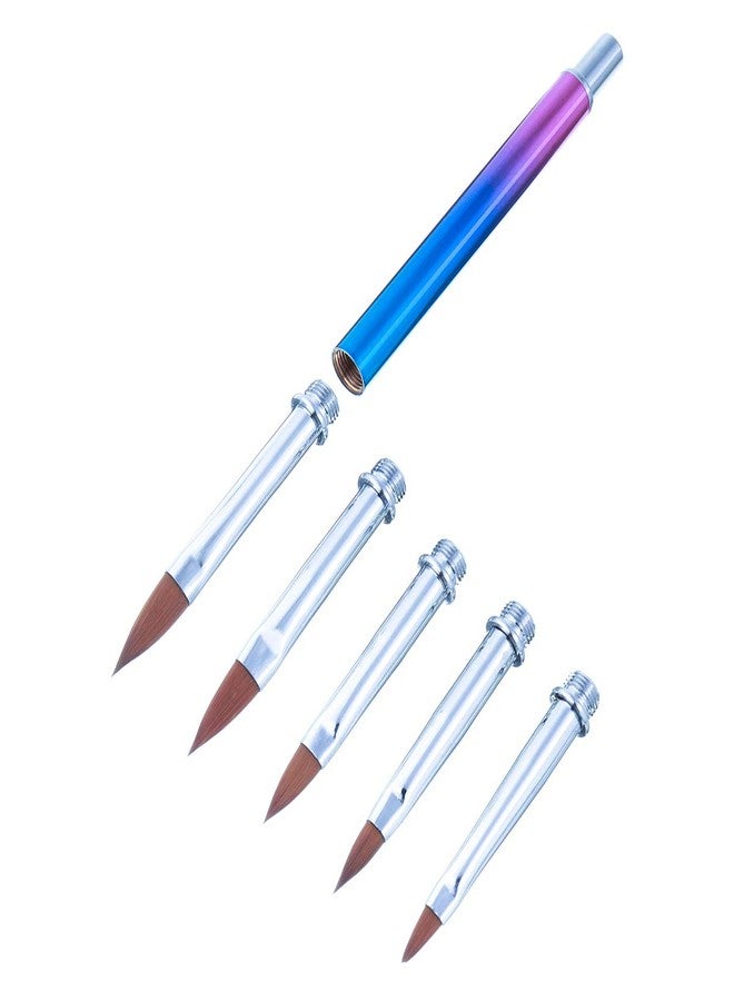 SILPECWEE 1 Pack Replacement Acrylic Nail Art Brush Set UV Gel Builder Nail Drawing Flower Pen Manicure Tools With 5Pcs Pointed Head (3.5/4/5/6/7mm) - Image 5