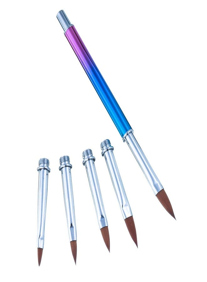 SILPECWEE 1 Pack Replacement Acrylic Nail Art Brush Set UV Gel Builder Nail Drawing Flower Pen Manicure Tools With 5Pcs Pointed Head (3.5/4/5/6/7mm) - Image 3