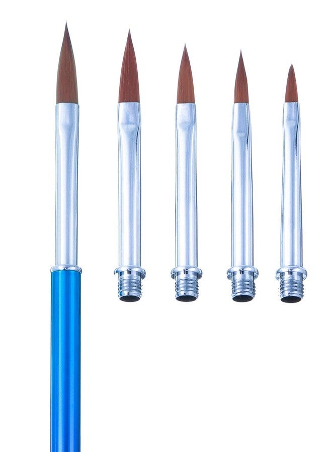SILPECWEE 1 Pack Replacement Acrylic Nail Art Brush Set UV Gel Builder Nail Drawing Flower Pen Manicure Tools With 5Pcs Pointed Head (3.5/4/5/6/7mm) - Image 4