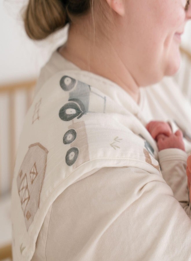 Crane Baby Burp Cloths Set, 3-pc. Charlie Farmhouse Tractor Collection, Soft 100% Cotton Muslin Burp Cloths for Baby Boys and Girls, Farm Nursery Décor - Image 3