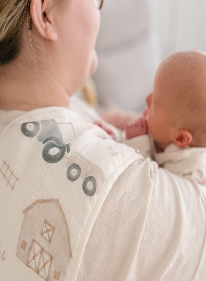 Crane Baby Burp Cloths Set, 3-pc. Charlie Farmhouse Tractor Collection, Soft 100% Cotton Muslin Burp Cloths for Baby Boys and Girls, Farm Nursery Décor - Image 5