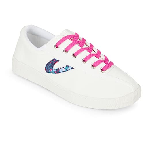 TRETORN Nyliteplus Canvas Sneakers Womens Laceup Casual Tennis Shoes Classic Vintage Style WhiteFushiaFloral 75 - Image 3