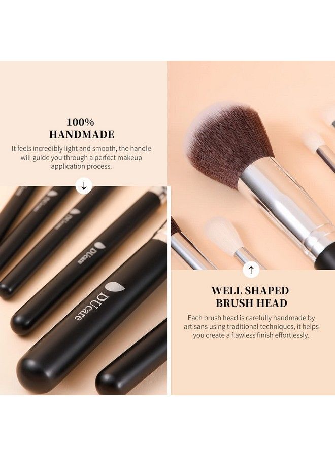 DUcare مجموعة فرش مكياج مكونة من 15 قطعة مع حقيبة من فرش الكابوكي الاصطناعية الفاخرة لمزج كريم الأساس وأحمر الخدود وكحل العيون وظلال العيون وخافي العيوب ومجموعة فرش الشفاه باللون الأسود - Image 3
