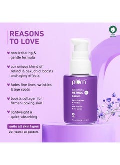 Plum 1% Retinol Anti-Aging Night Face Serum With Bakuchiol | Boosts Collagen, Reduces Fine Lines & Wrinkles | For Women & Men | Beginner-Friendly | Suits All Skin Types | 30 Ml  - Image 2