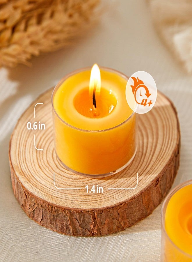 Ashlux Unscented Beeswax Tea Lights Candles 20 Pack, 4 Hours Long Burning Handmade Yellow Tealight Candles, Clear Cup Smokeless Beeswax Candles for Wedding, Christmas Lights, Centerpiece & Home Decor - Image 2