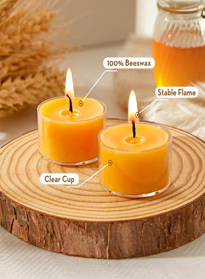 Ashlux Unscented Beeswax Tea Lights Candles 20 Pack, 4 Hours Long Burning Handmade Yellow Tealight Candles, Clear Cup Smokeless Beeswax Candles for Wedding, Christmas Lights, Centerpiece & Home Decor - Image 4