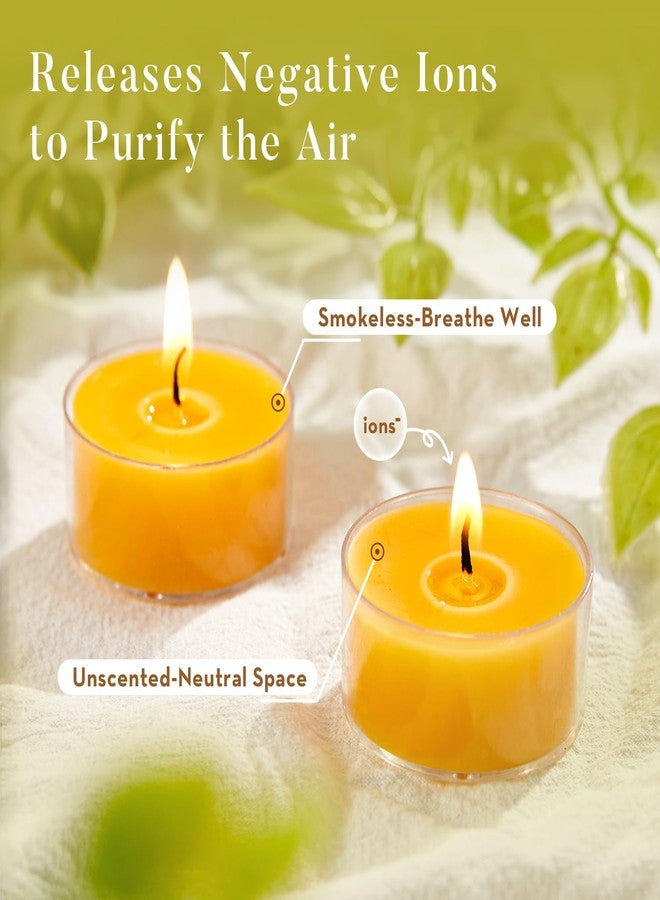 Ashlux Unscented Beeswax Tea Lights Candles 20 Pack, 4 Hours Long Burning Handmade Yellow Tealight Candles, Clear Cup Smokeless Beeswax Candles for Wedding, Christmas Lights, Centerpiece & Home Decor - Image 3