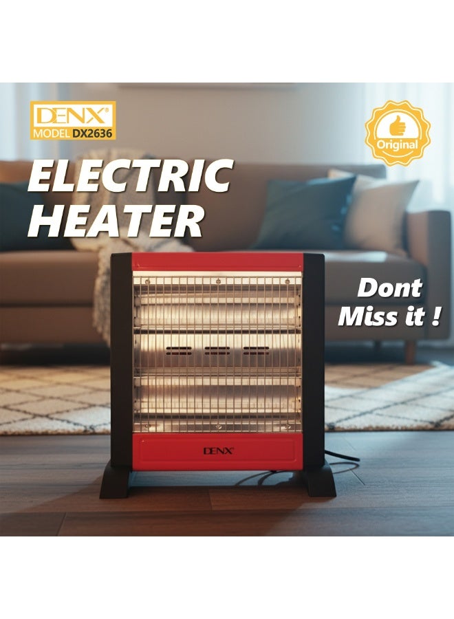 دينكس دفاية كهربائية مع 4 شمعات جهة واحدة 1200 واط متنقلة مع مفتاح تحكم بالحرارة , مدفأة كهربائية، وضعين تسخين مع حماية من الحرارة الزائدة، سخان كهربائي مع شبكة حماية، توزيع حرارة متوازن - Image 4