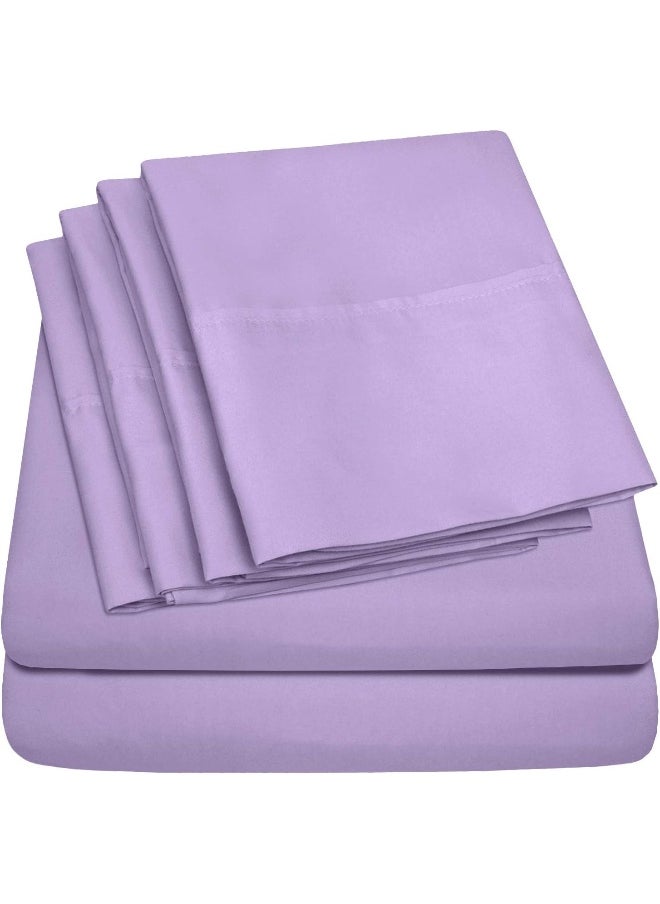 Sweet Home Collection Sweet Home Collection King Size Bed Sheets - 6 Piece 1500 Supreme Fine Brushed Microfiber Deep Pocket King Set Bedding - 2 Extra Pillow Cases, Great Value, King, Lavender  - Image 1