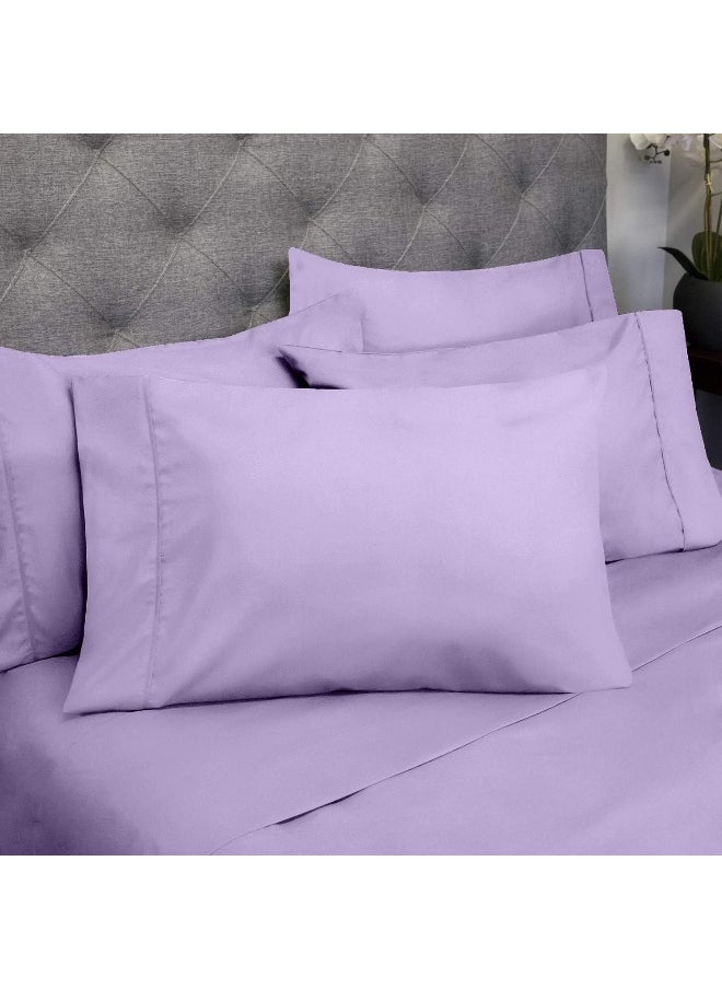 Sweet Home Collection Sweet Home Collection King Size Bed Sheets - 6 Piece 1500 Supreme Fine Brushed Microfiber Deep Pocket King Set Bedding - 2 Extra Pillow Cases, Great Value, King, Lavender  - Image 2