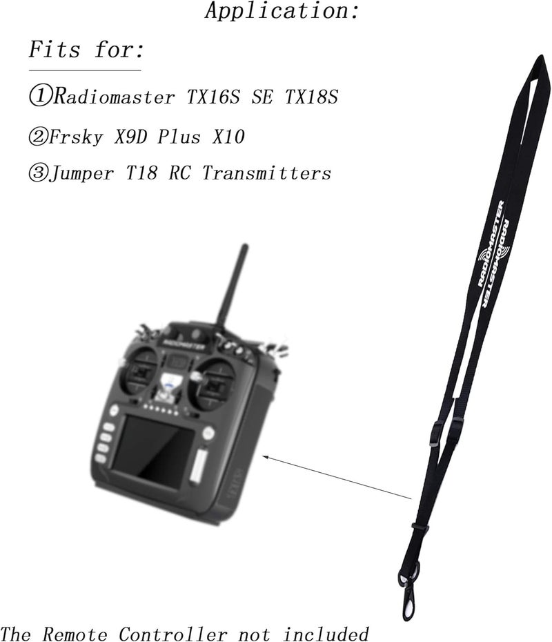 SoloGood Radiomaster RC Transmitter Lanyard Neck Strap Shoulder Belt Sling for DJI Phantom 4 Pro Radiomaster TX16S SE TX18S FrSky Taranis X9D Plus Jumper T18 Black - Image 4