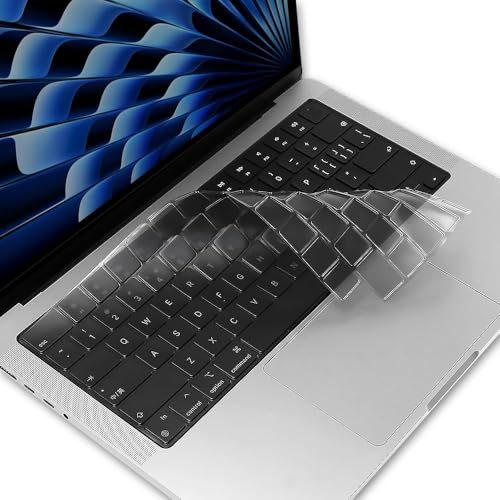 Tukzer Ultra Thin Protector Skin Keyboard Cover for MacBook Air 13.6" M4 A3240 M3 A3113 M2 A2681 2025-2021 15" A3240 A3113 A2681 A3241 A3114 A2941,Pro 14"16" M4 M3 M2 M1 A3112 A3185 A3401 A3403 A3186 - Image 1