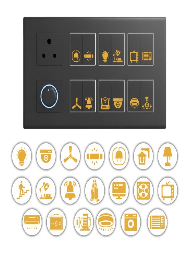 Pinaco India Switch Board Stickers - 580 Stickers, 40 Unique Designs | Decorative Stickers for Switches, Home & Office, Easy-to-Apply Stickers for Switches, Waterproof Vinyl 1.5 cm (Golden) - Image 1