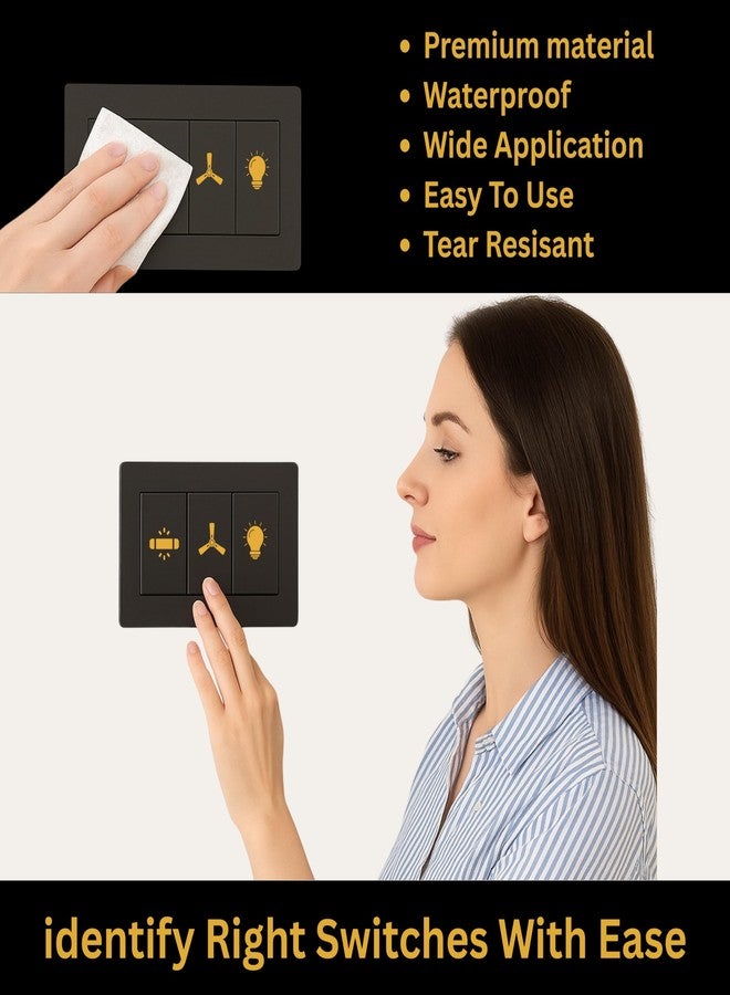 Pinaco India Switch Board Stickers - 580 Stickers, 40 Unique Designs | Decorative Stickers for Switches, Home & Office, Easy-to-Apply Stickers for Switches, Waterproof Vinyl 1.5 cm (Golden) - Image 5