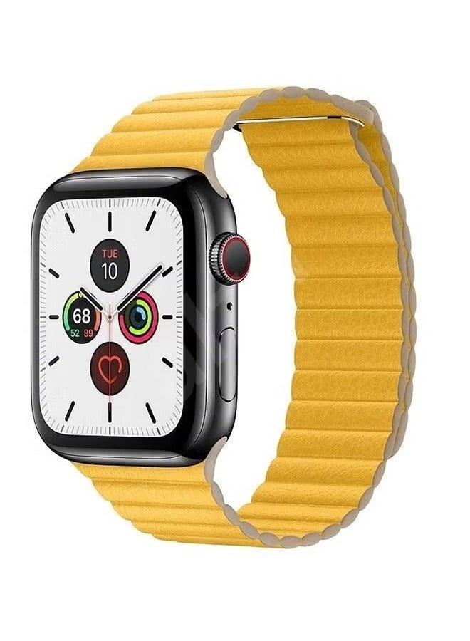 فيسوس Apple Watch Band 42mm/44mm/45mm Leather Loop Watch Strap Compatible with iWatch Series Ultra/8/7/SE/6/5/4/3/2/1 Yellow