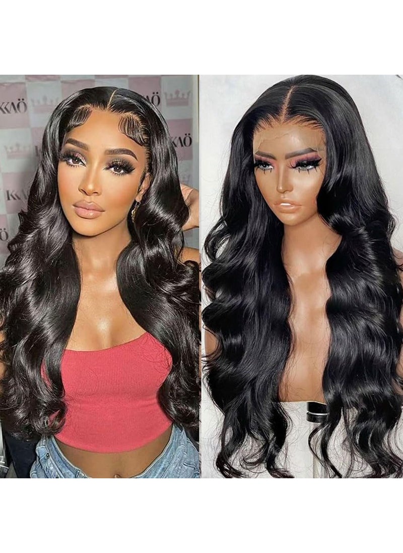AUOCATTAIL - AUOCATTAIL Lace Front Wigs Human Hair Pre Plucked Glueless Body Wave Frontal Wigs HD Transparent Lace Wigs High Density Emulation Natural Color for Black Women 25 Inch - Image 1
