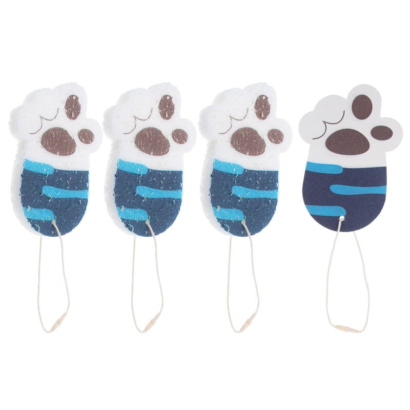 Wood Fiber Compressed Cat Paw Dishwashing Sponges Set 4PCS Highly Absorbent Oil Resistant - Image 2