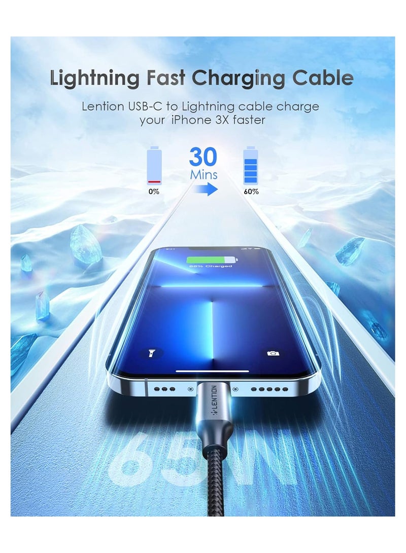 Lention Lention USB-C to Lightening Charging Cable 6ft(2M) & Stable Driver Certified iPhone 12 Pro Charger Cord Compatible with iPhone 12/12 Mini/12 Pro/11 Pro Max/X/XS/XR/8/SE, iPad 8th- (CLA-Grey)  - Image 3