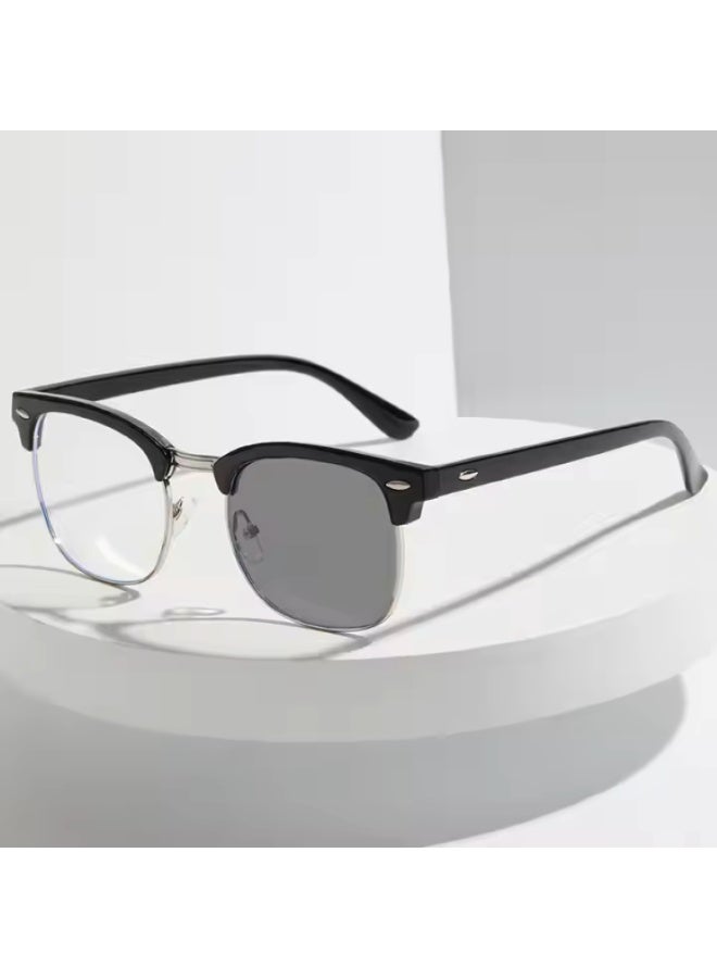 Photochromic Half Rim Sunglasses with Protective Case,  Black - Image 2