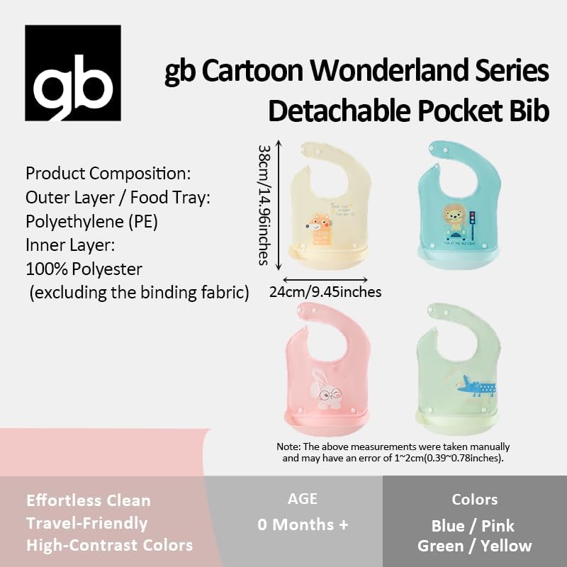 gb Foldable Bib with Catch Pocket, Waterproof & Adjustable Food Catcher, BPA Free, for Infants & Toddlers - Image 4