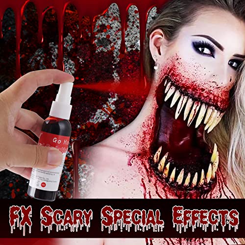 Go Ho Fake Blood1 ozFake Blood SprayHalloween Fake Blood WashableEye Blood DropsBlood Splatter for ClothesHalloween Zombie Monster Vampire Blood Costume Cosplay Makeup1PC - Image 3
