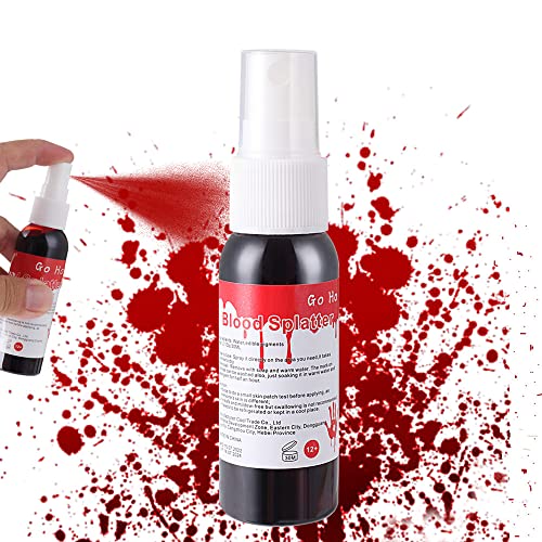 Go Ho Fake Blood1 ozFake Blood SprayHalloween Fake Blood WashableEye Blood DropsBlood Splatter for ClothesHalloween Zombie Monster Vampire Blood Costume Cosplay Makeup1PC - Image 1