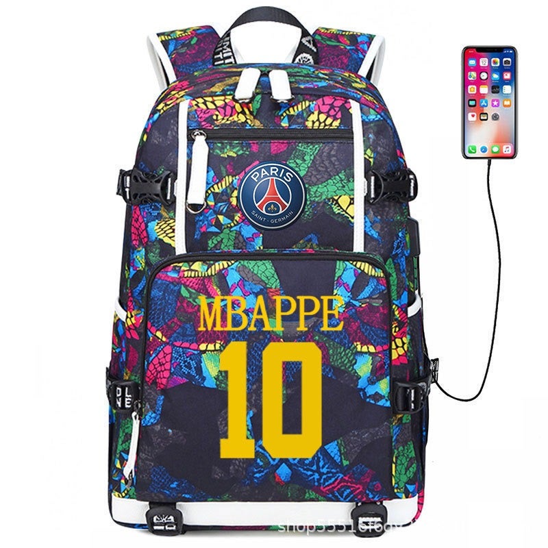 Football Star Backpack for Kids & Adults - Large Capacity Sports Backpack with USB Port, Waterproof Oxford Fabric, Breathable & Durable, Ideal for Soccer, Basketball, Gym, Travel