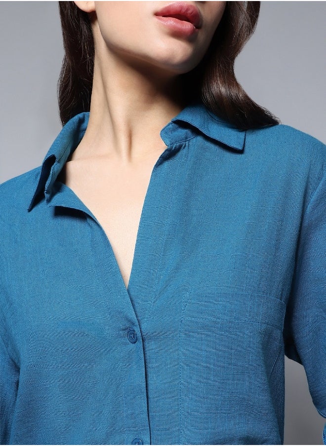 HIGH STAR Women Blue Shirt  - Image 2