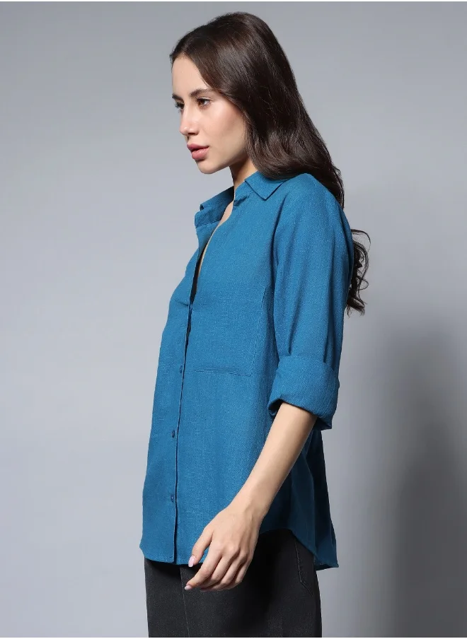 HIGH STAR Women Blue Shirt