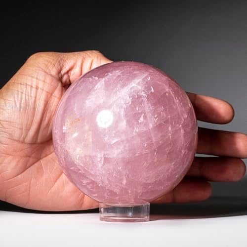 AierCrystal 7-10CM/2.75-3.93inch Big Pink Crystal Ball Polished Natural Rose Quartz Sphere Decorative Sphere Healing Crystals Ball Healing Stone Crafts Home Decor Ornament Gifts - Image 2